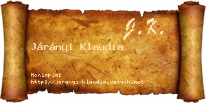 Járányi Klaudia névjegykártya